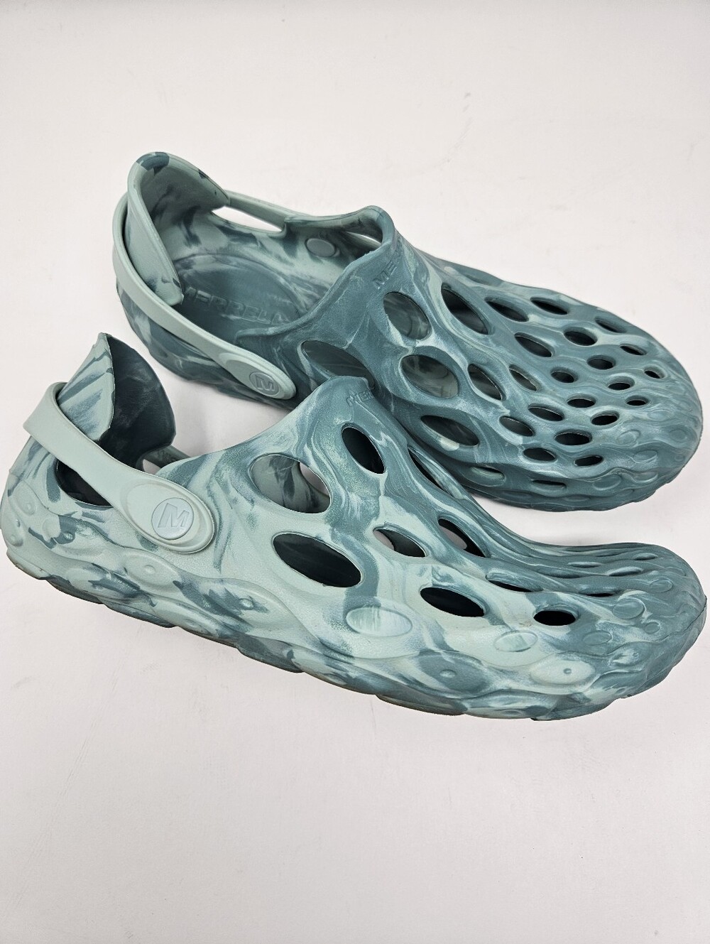 Merril Marbled Teal Aqua Foam HyrdoMoc Clog Sandals Women's 8 Comfort Waterproof